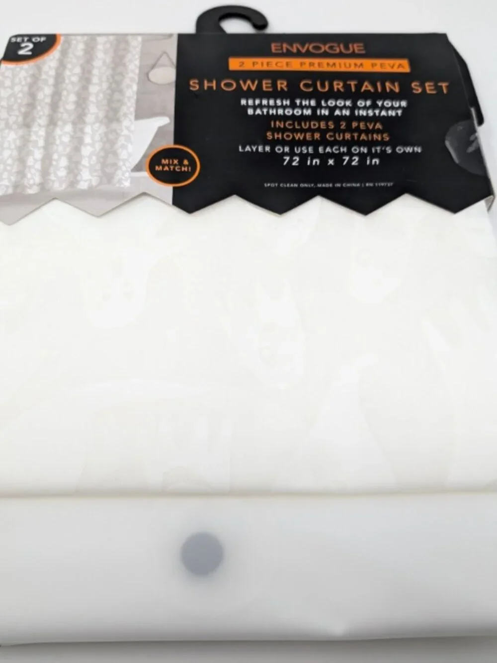 EnVogue Ghost Shower Curtain Set - 2 Piece Premium PEVA - 72